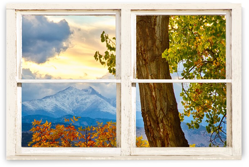 Rocky Mountain Autumn Season Rustic Window by Bo Insogna