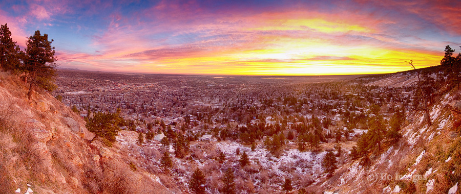 Boulder Colorado Colorful Sunrise Wide Pano  Print