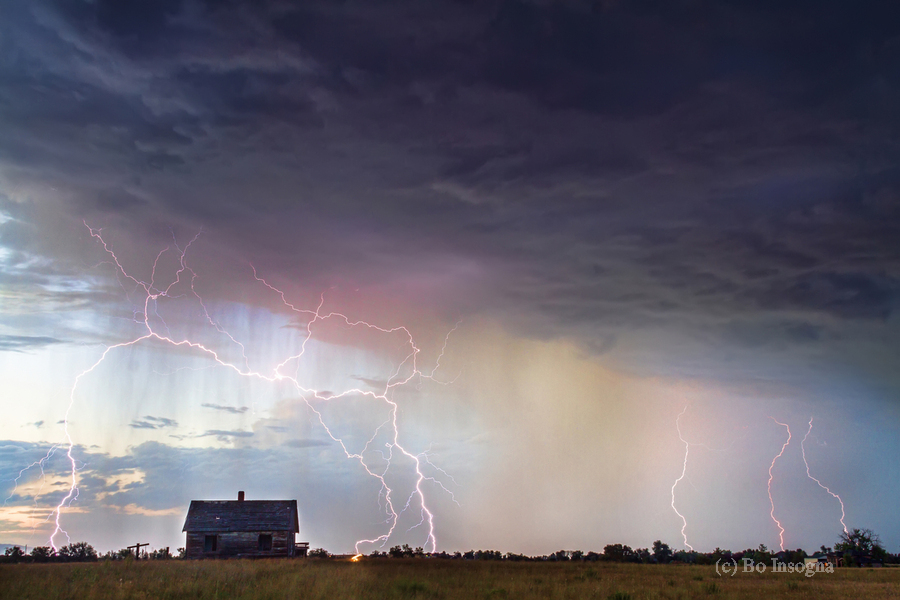Lightning On the Prairie Homestead  Print
