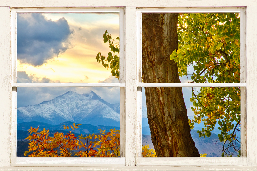 Rocky Mountain Autumn Season Rustic Window  Imprimer