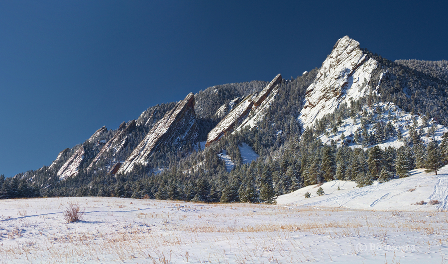 Flatiron Snow Dusted Boulder CO Panoramic   Print