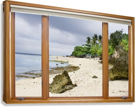 Beach Tropical Wood Window View  Canvas Print