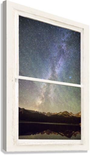 Milky Way Mountains White Rustic Distressed Window  Impression sur toile