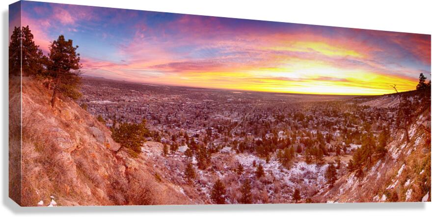 Boulder Colorado Colorful Sunrise Wide Pano  Impression sur toile