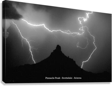 Pinnacle Peak Surrounded by Lightning Bolts Limited Edition  Canvas Print