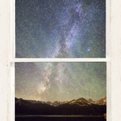 Milky Way Mountains White Rustic Window
