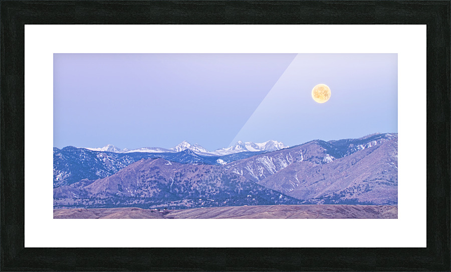 Moon Set Rocky Mountains  Framed Print Print