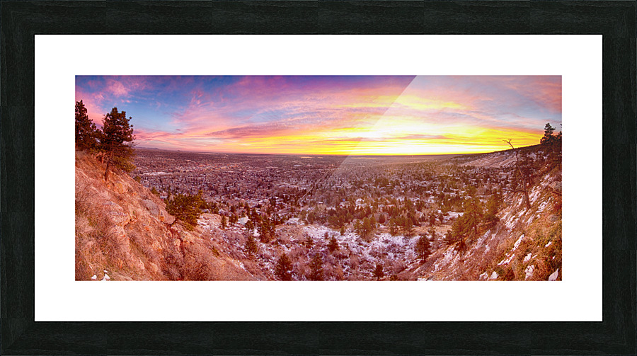 Boulder Colorado Colorful Sunrise Wide Pano  Impression encadrée