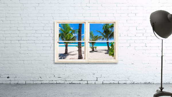 Tropical Island Rustic Window View by Bo Insogna