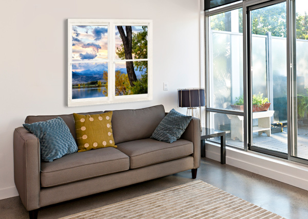 COLORADO ROCKY MOUNTAIN LAKE AUTUMN WHITE WINDOW BO INSOGNA  Canvas Print