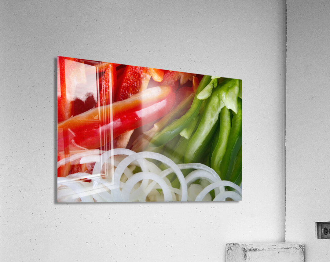 Raw Red Peppers Green Peppers and Onions Acrylic Print