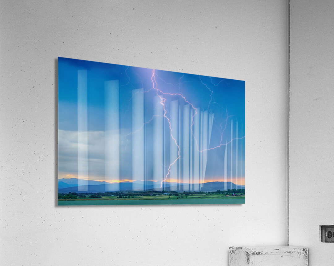 Rocky Mountain Foothills Lightning Strikes HDR Acrylic Print