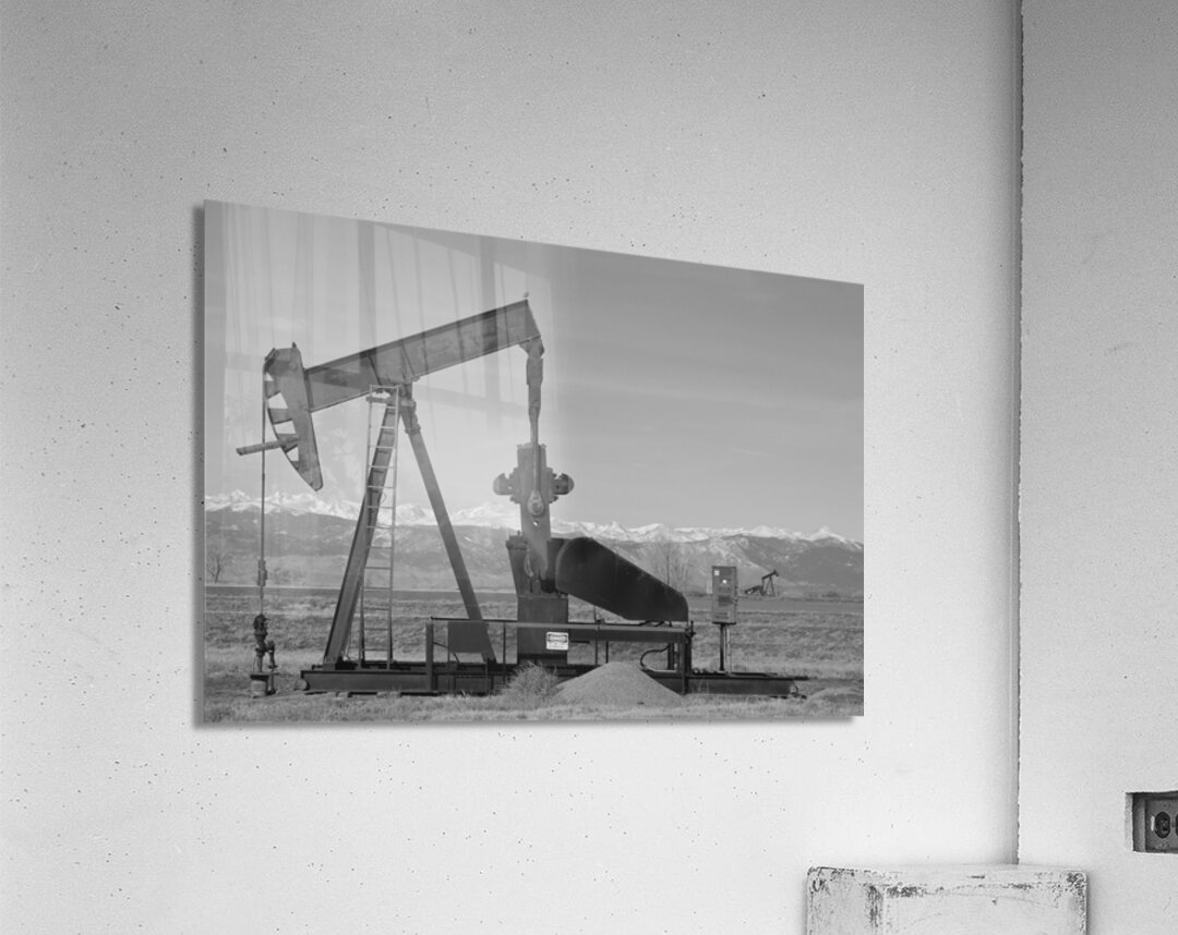 Colorado Rocky Mountain Oil Wells BW Acrylic Print