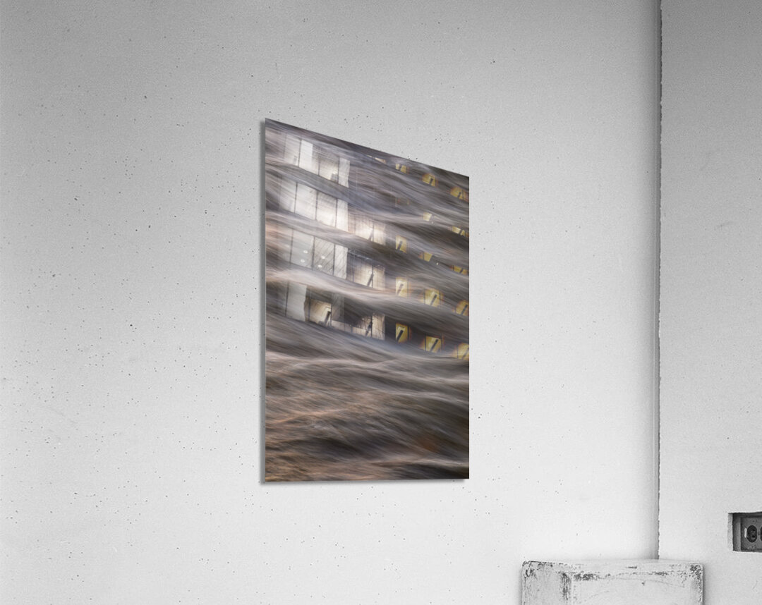 Flowing Creek Sunset Abstract Portrait Acrylic Print