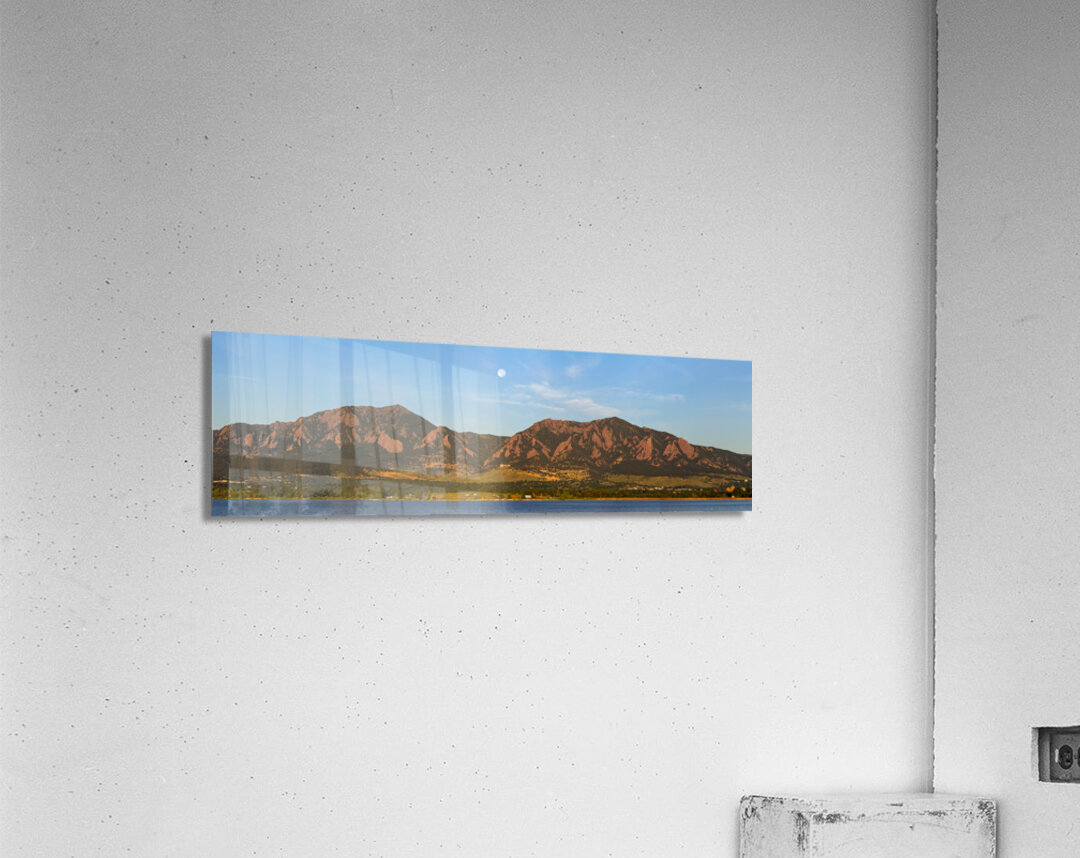 Full Moon Boulder Colorado Front Range Panorama Acrylic Print