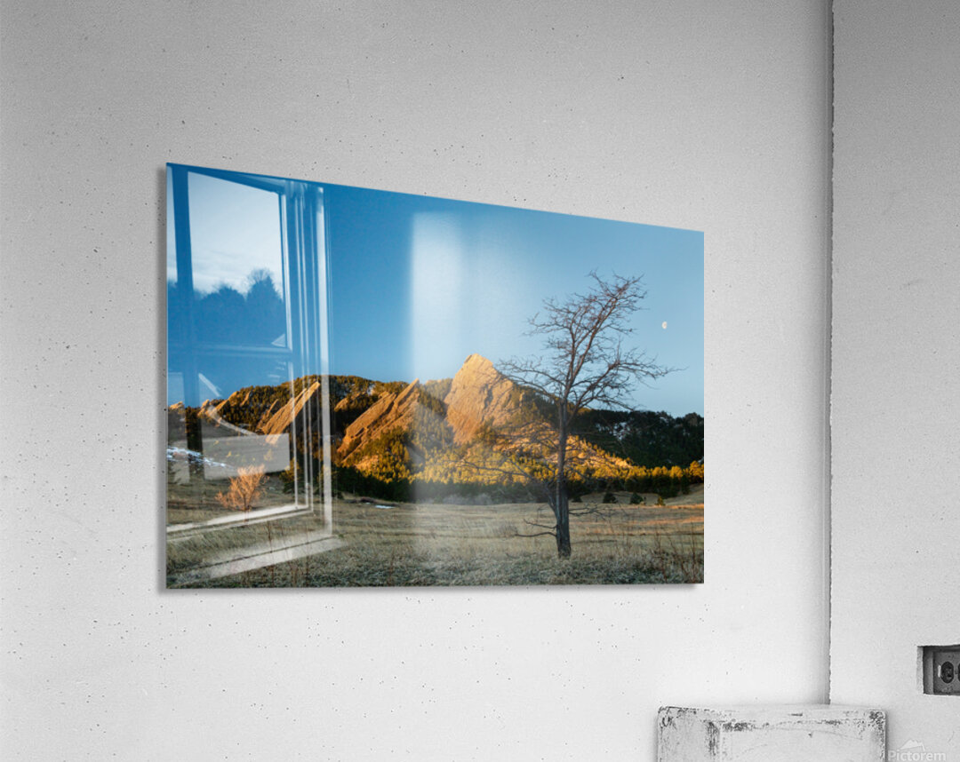 Waning Gibbous Moon Boulder Colorado Flatirons Early Morning Lig Acrylic Print