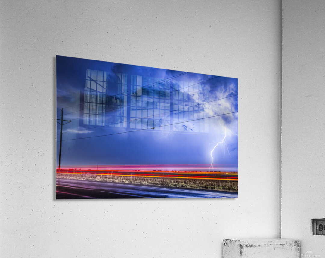Drive By Lightning Strike Over Stormy Skies Acrylic Print