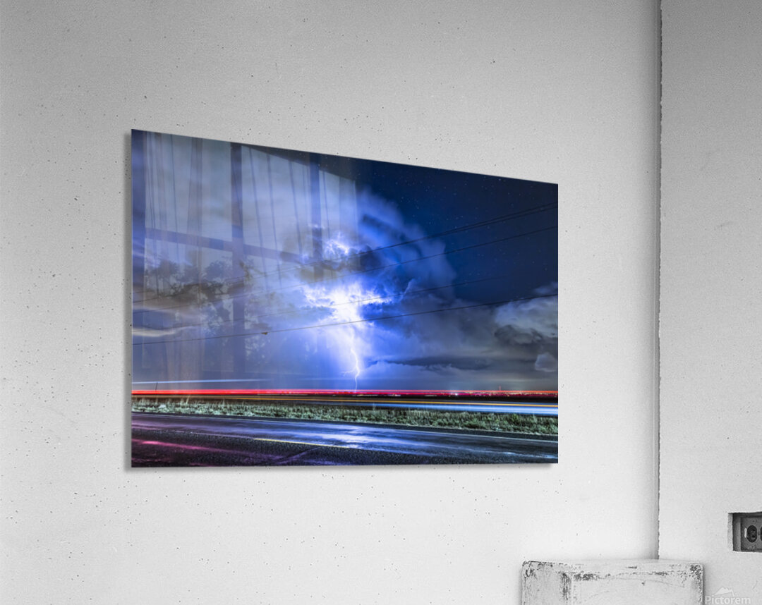 Electric Storm Lightning Burst in Night Sky Acrylic Print