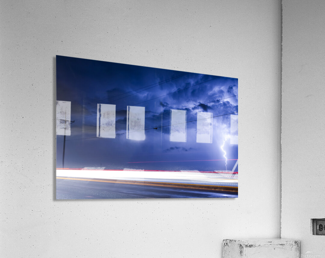Electric Night Storm Lightning Light Trails Photography Acrylic Print