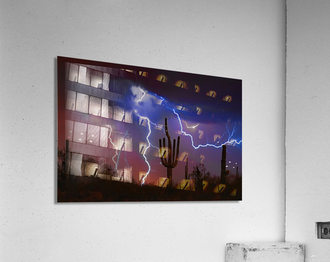 Saguaro Lightning Storm  Impression acrylique 