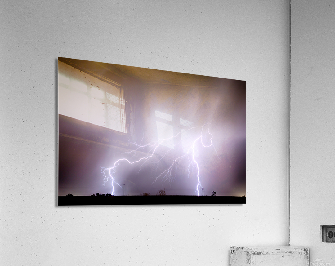 Lightning Strikes Dacona Oil Fields Acrylic Print