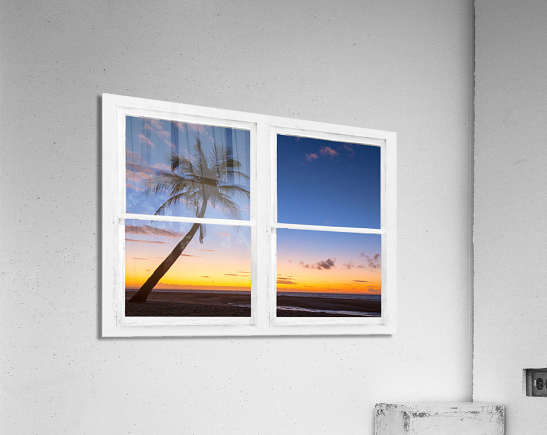 Tropical Paradise Colorful Sunset Whitewash W  Acrylic Print 