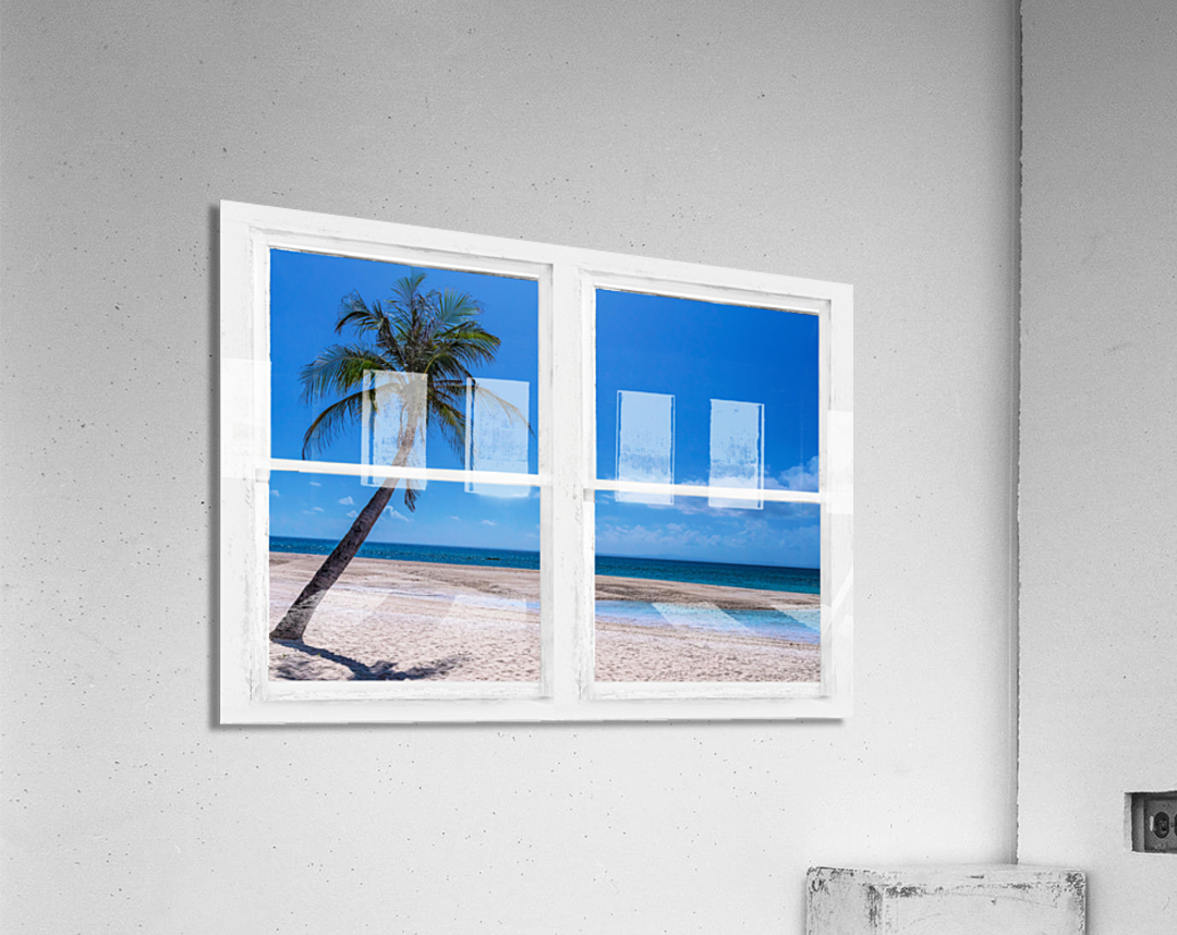 Tropical Paradise Whitewash Window View  Acrylic Print 