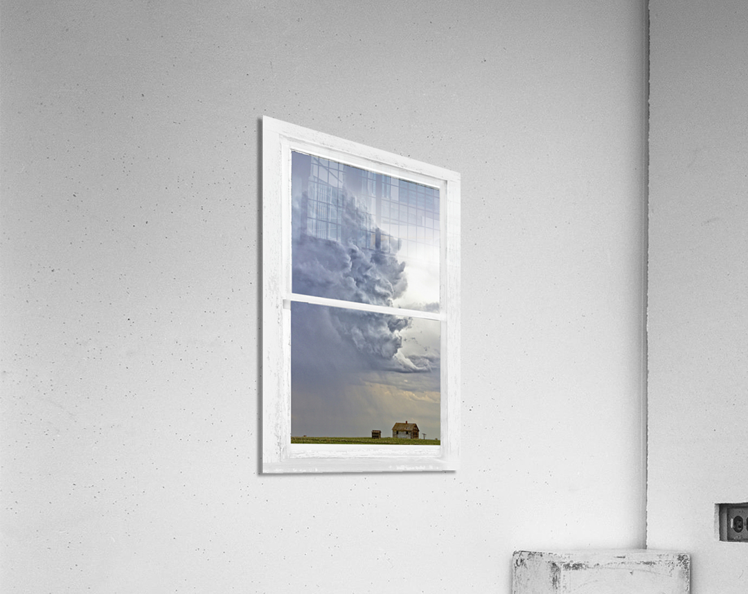 Western Storm Farmhouse Window View  Acrylic Print 