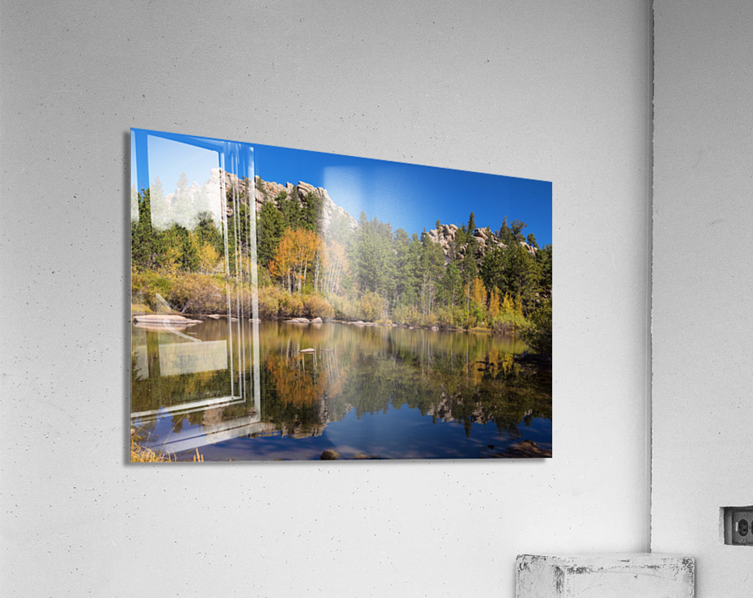 Cool Calm Rocky Mountains Autumn Reflections Acrylic Print