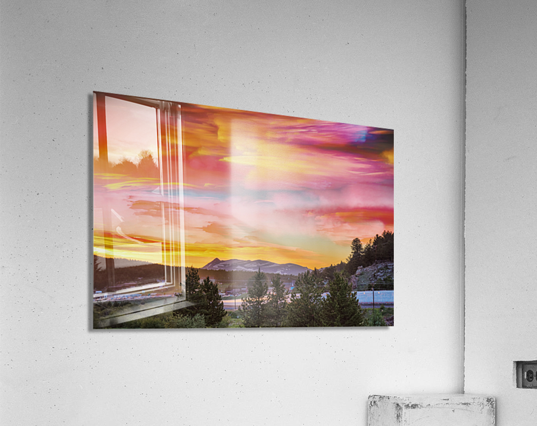 Small Mountain Town Sunset  Acrylic Print 