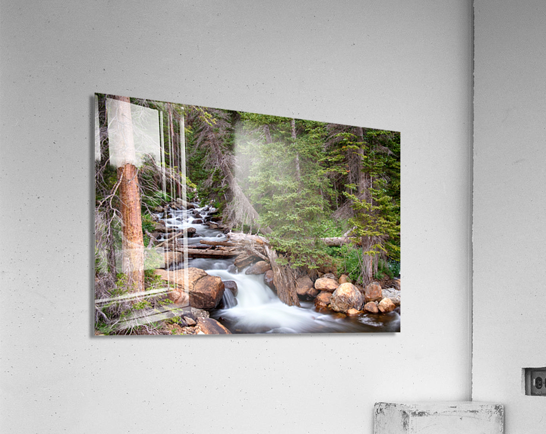 Rocky Mountains Stream Scenic Landscape  Acrylic Print 