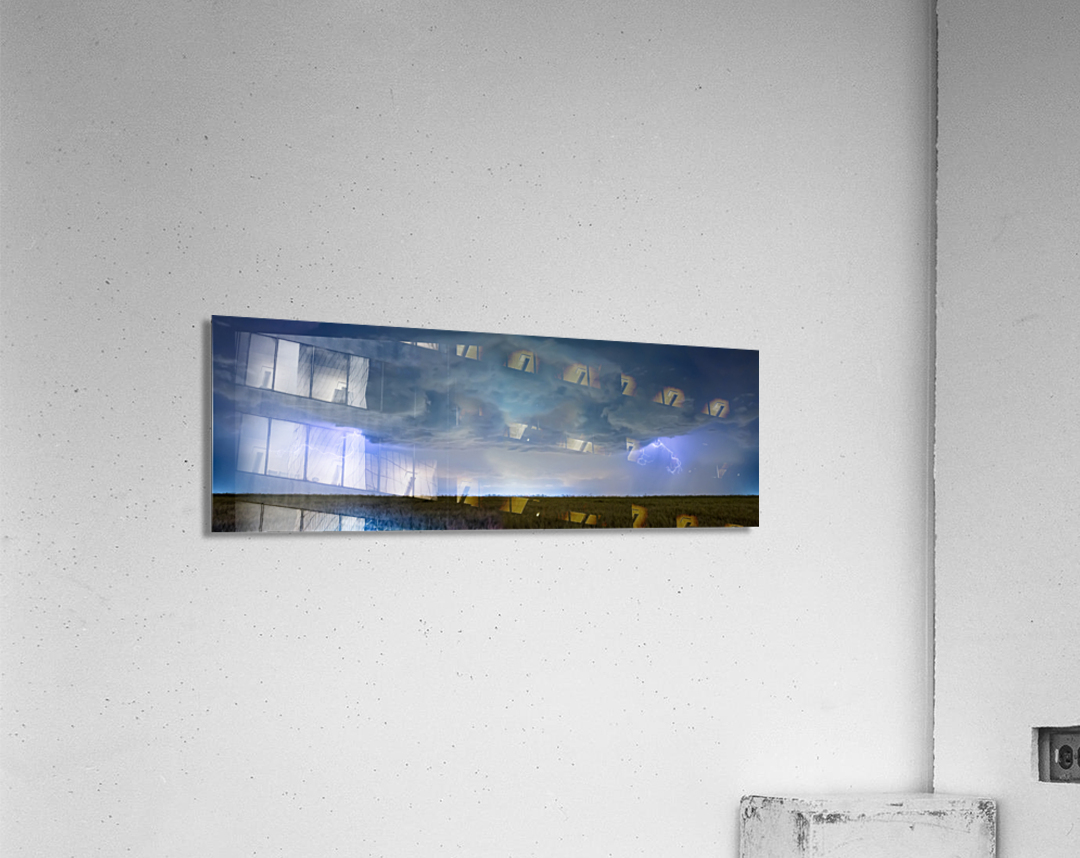 Country Wheat Field Storm Panorama Acrylic Print