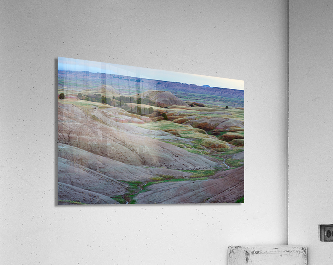 South Dakota Badlands and Colorful Morning Grasslands Acrylic Print