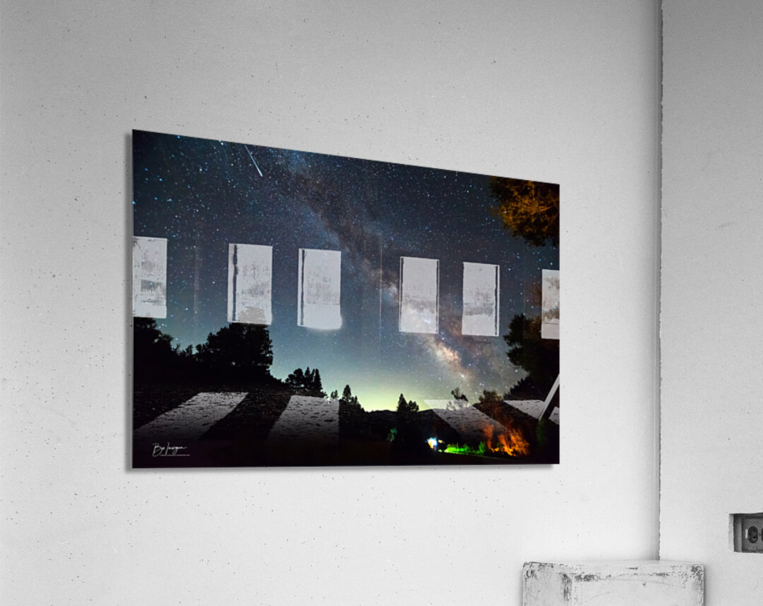 Milky Way and Perseid Meteor Over Colorado Rockies Poudre Canyon Acrylic Print