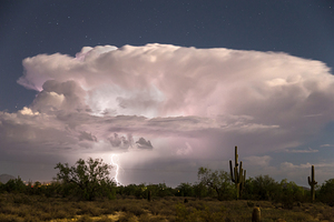 Arizona Monsoon Thunderstorm Illuminates the Desert