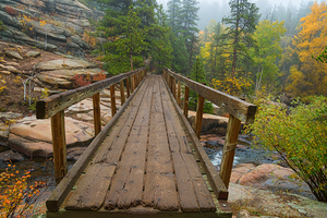 Rustic Wood Hiking Bridge Crossing