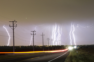 Lightning Bolts Cloud to Ground Striking 