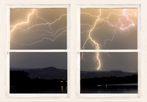 Stormy Night Window View