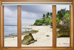 Beach Tropical Wood Window View