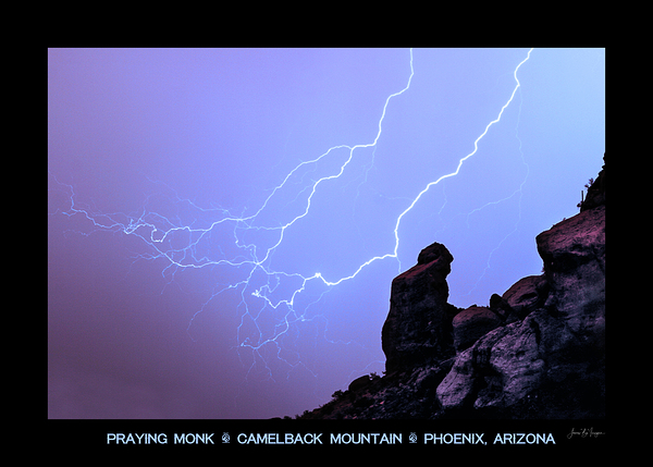 Praying Monk Camelback Mountain Lightning Monsoon Storm Limited  Print