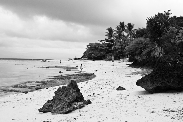 Moalboal Cebu White Sand Beach in Black and White Print