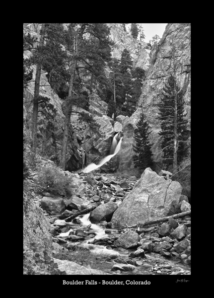 Boulder Falls Timeless Cascade in Monochrome Print