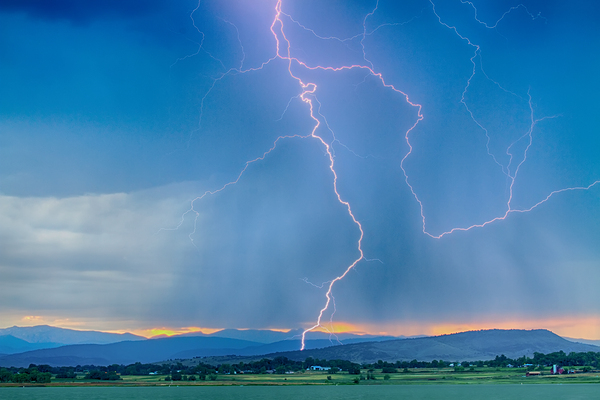 Rocky Mountain Foothills Lightning Strikes HDR Print