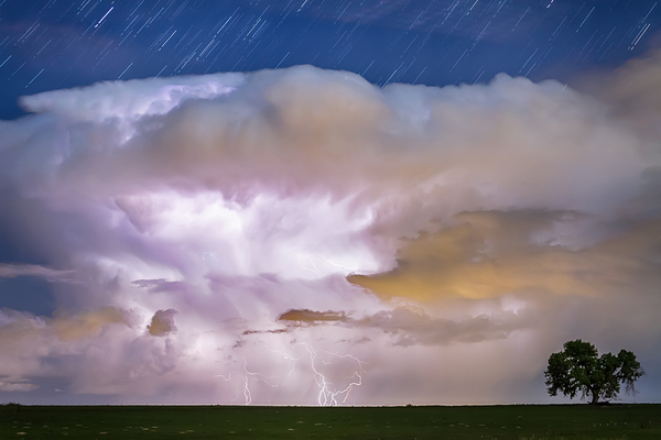 Dancing Thunderstorm Cell On The Horizon Print