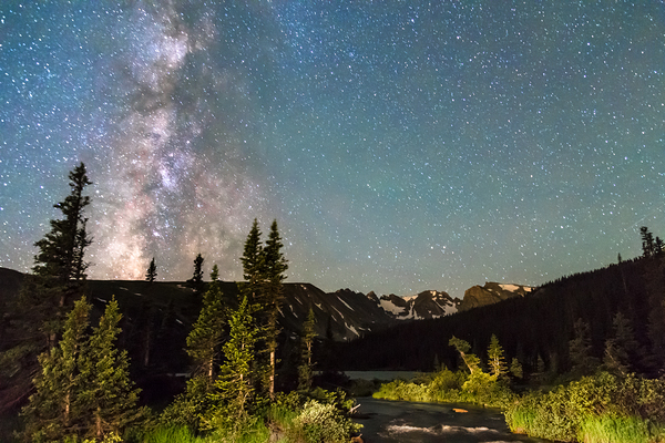 Milky Way Magic Above Longs Lake and the Indian Peaks Print