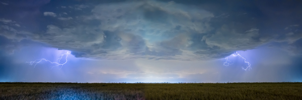 Country Wheat Field Storm Panorama Print