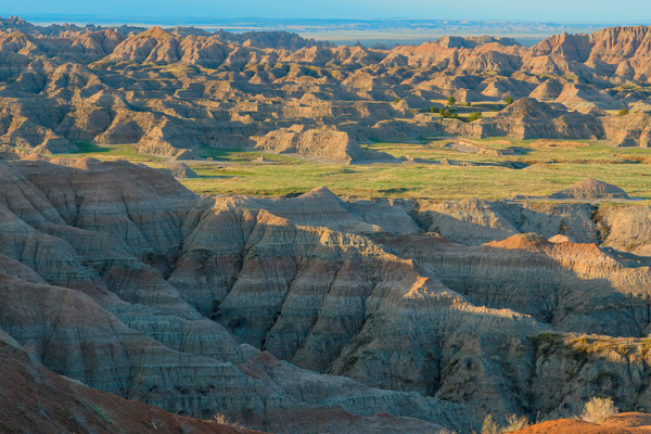 Early Morning Sunlight Illuminating the South Dakota Badlands Print