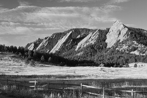 Flatirons from Chautauqua Park BW Print
