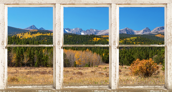 High Elevation Rocky Mountain Peaks Barn Window Print