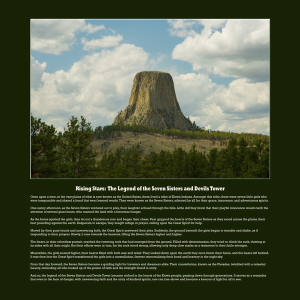 Rising Stars: The Legend of the Seven Sisters and Devils Tower Print